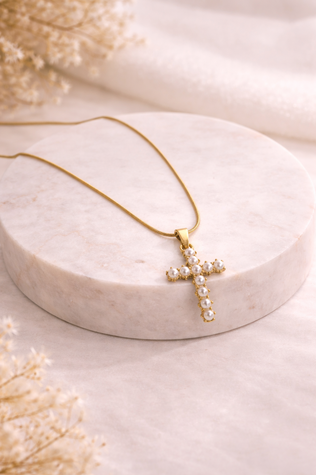 Grace Pearl Cross Necklace