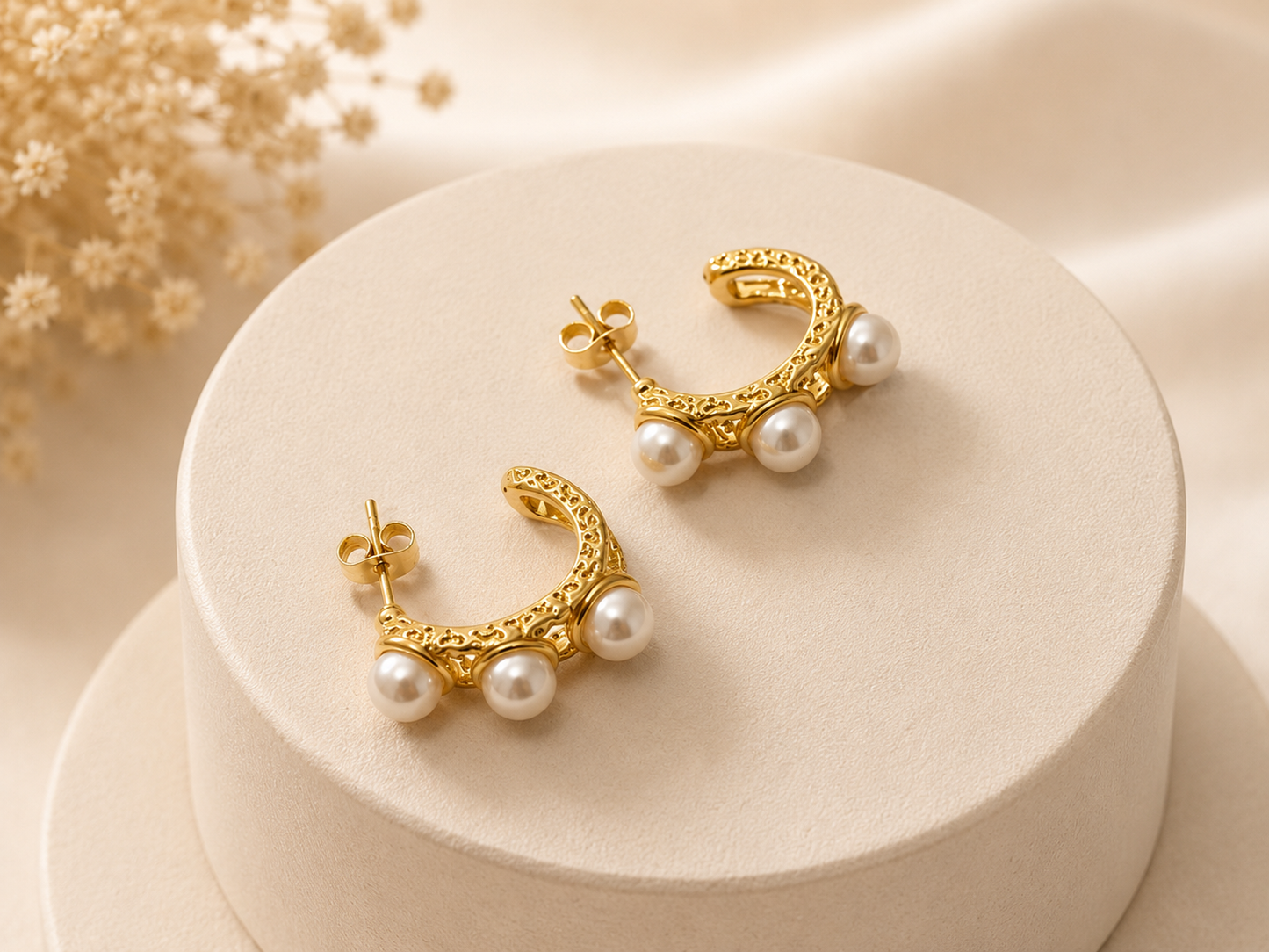 Pearl Halo Hoops